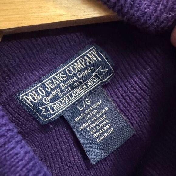 Polo Jeans Company Purple Ribbed Women’s Sweater Size Large Turtle Neck Preppy - Picture 9 of 12